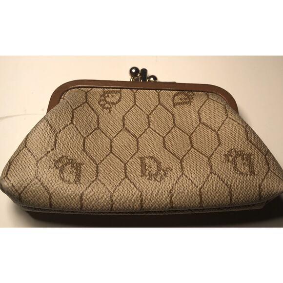 Christian Dior Rare Vintage Leather Monogram Kisslock Change Purse READ Descript - Picture 11 of 11